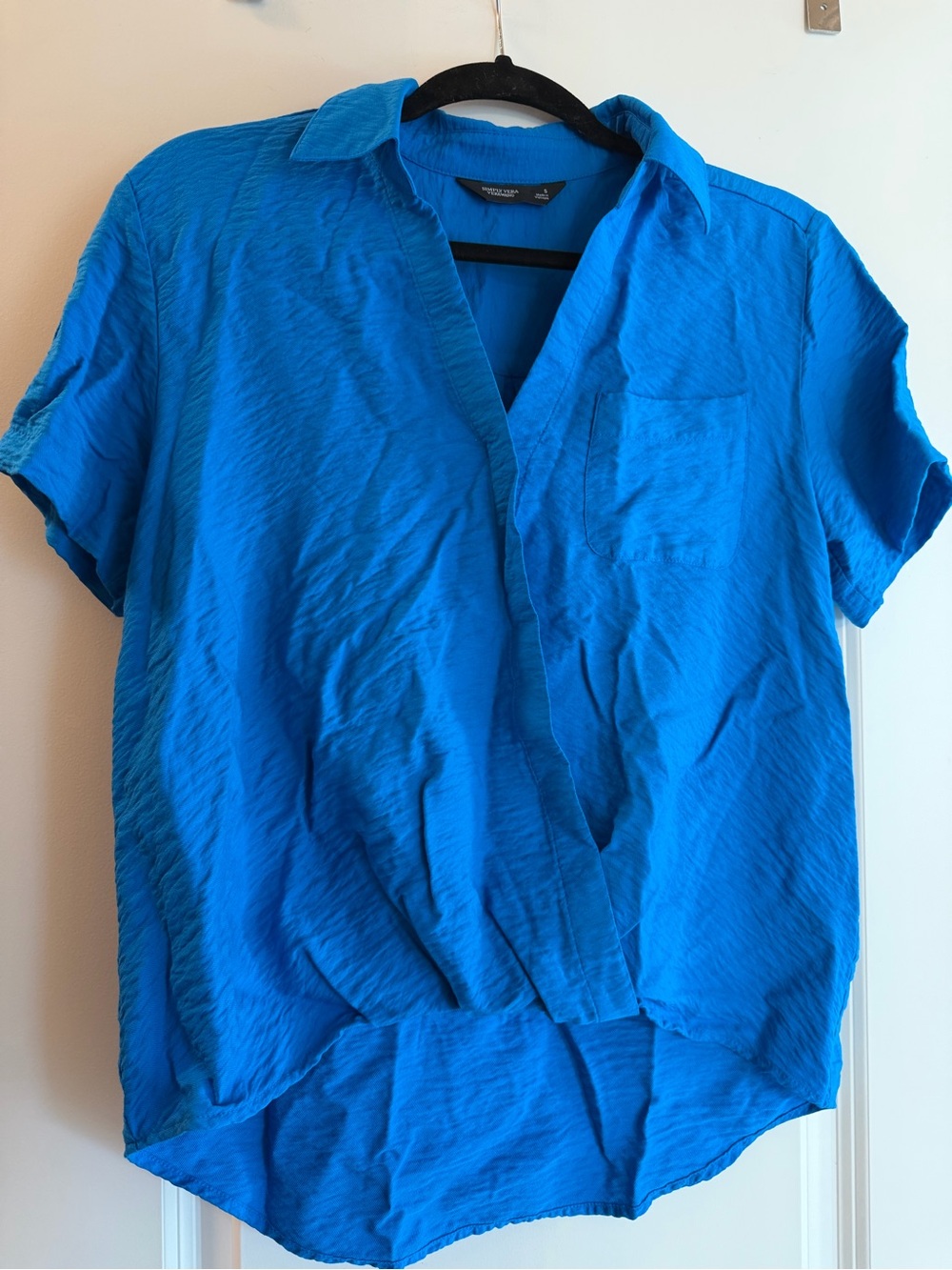 Simply Vera Vera Wang Electric Blue Short-Sleeve Button Down Top